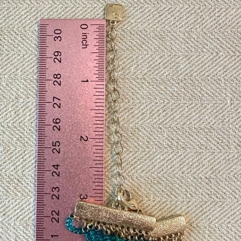 Park Lane Tranquility Necklace Necklace Glass Beads 15" + 3" Teal & Gold - Picture 8 of 8